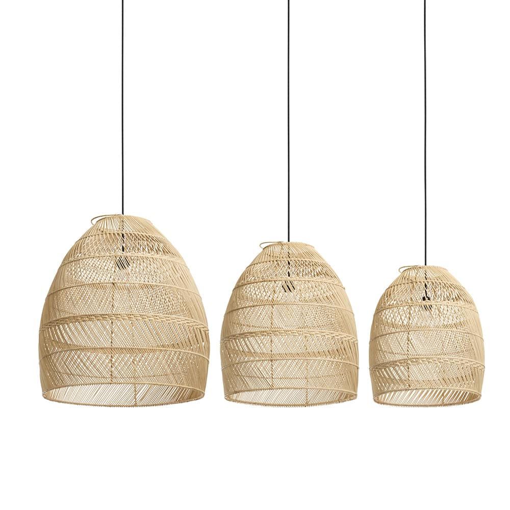 ​Boho lampenkap uit Bali van rotan - naturel kleur - eco design hanglampen van het merk Orginal Home (Moon)  (set van 3 of los)
