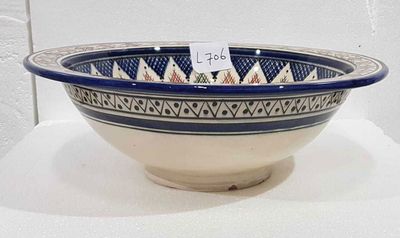 Marokkaanse waskom - kleurrijk -  "L706" - aardewerk (opbouw) wasbak uit Fez - Ø 40 cm