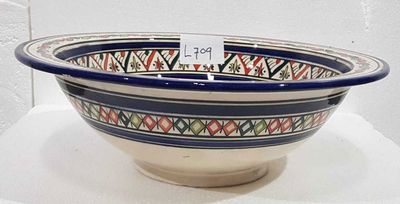 Marokkaanse waskom - kleurrijk - "L709" - aardewerk (opbouw) wasbak uit Fez - Ø 40 cm
