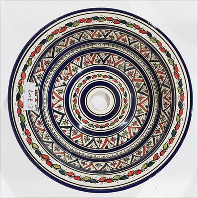 Marokkaanse waskom - kleurrijk -  "L709" - aardewerk (opbouw) wasbak uit Fez - Ø 40 cm