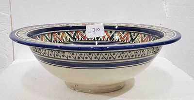 Marokkaanse waskom - kleurrijk -  "L710" - aardewerk (opbouw) wasbak uit Fez - Ø 40 cm