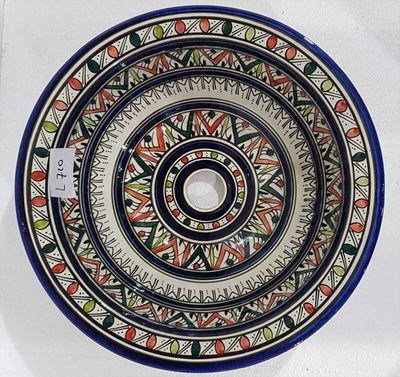 Marokkaanse waskom - kleurrijk -  "L710" - aardewerk (opbouw) wasbak uit Fez - Ø 40 cm