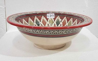 Marokkaanse waskom - kleurrijk -  "L713" - aardewerk (opbouw) wasbak uit Fez - Ø 40 cm