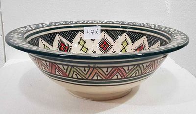 Marokkaanse waskom - kleurrijk - "L716" - aardewerk (opbouw) wasbak uit Fez - Ø 40 cm