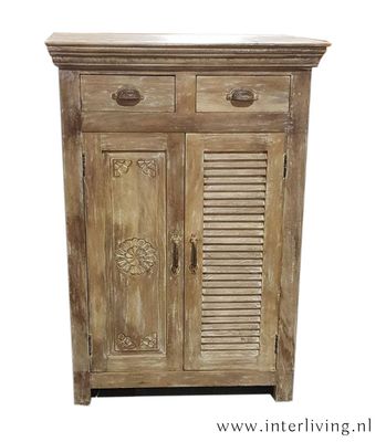 Ibiza kastje - finish licht antiek "grey-wash" - 120 cm hoog