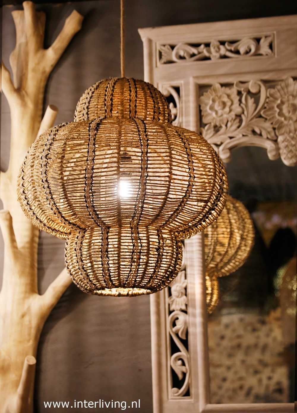 hanglamp Japandi style van duurzaam zeegras &quot;Agra&quot; 43x50 cm -  eco oosterse verlichting natural design