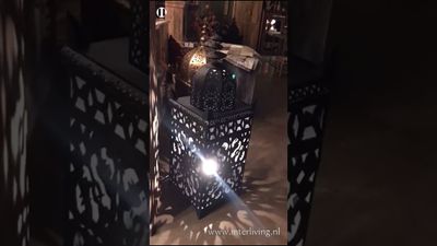 Marokkaanse grote lantaarn - zwart opengewerkt metaal - handgemaakt uit Marrakesh - XXL 120 cm