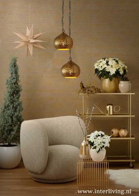 Hanglamp "Rayan" kleine pompoen filigrain-stijl metaal - goud