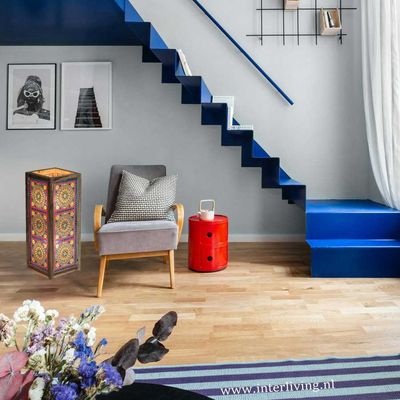 vloerlamp mozaïek multi colour / hout unfinished 60 cm