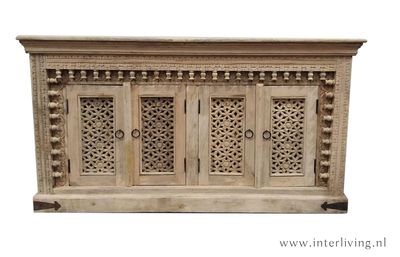 Dressoir Jodhpur - kast van mango hout uit India - naturel mangohout - 150 (b)*40 (d)*76 (h) cm