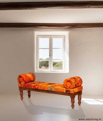 Indiase sofa - oranje patchwork
