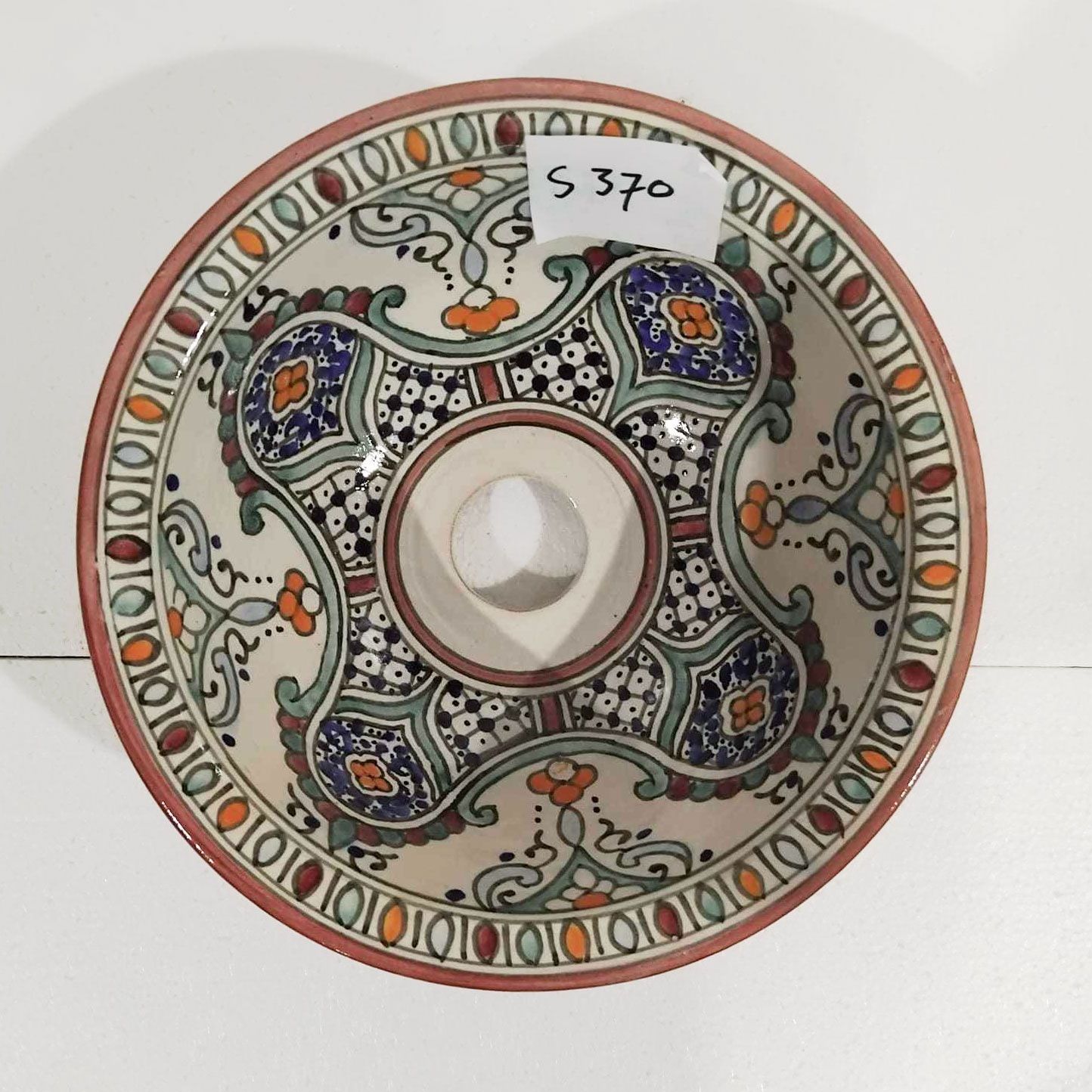 Marokkaanse waskom S370 aardewerk (opbouw) wasbak uit Fez - Ø 25 cm