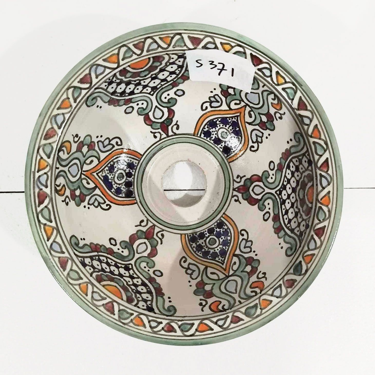 Marokkaanse waskom S371 aardewerk (opbouw) wasbak uit Fez - Ø 25 cm