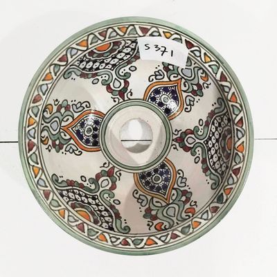 Marokkaanse waskom S371 aardewerk (opbouw) wasbak uit Fez - Ø 25 cm