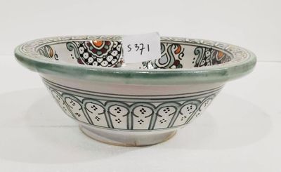 Marokkaanse waskom S371 aardewerk (opbouw) wasbak uit Fez - Ø 25 cm