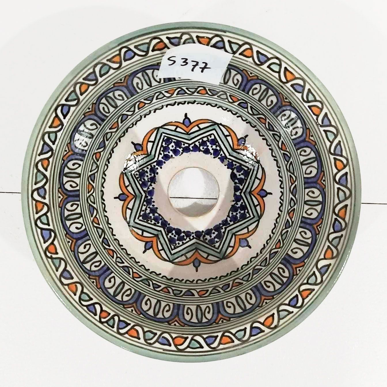 Marokkaanse waskom S377 - kleurrijk - aardewerk (opbouw) wasbak uit Fez - Ø 25 cm