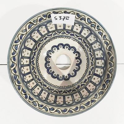 Marokkaanse waskom S378 - blauw - aardewerk (opbouw) wasbak uit Fez - Ø 25 cm