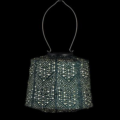 solar lampion lampenkap - kleur groen - tuinverlichting met mooie gaatjespatronen - buitenlamp