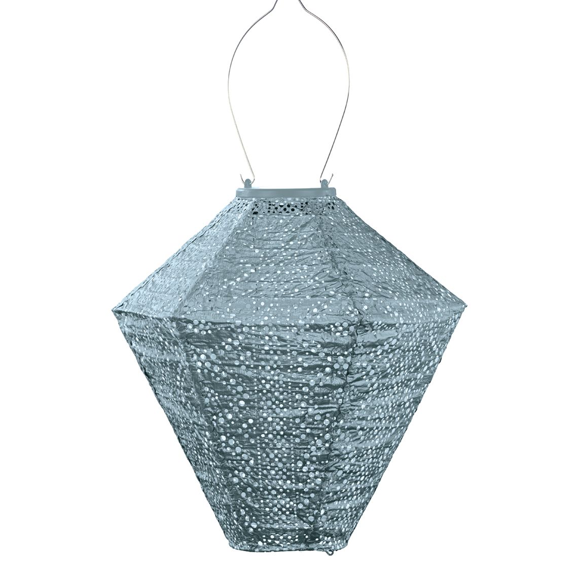 solar lampion met filigrain effect - buitenlamp - Diamond 28 Lace grijs blauw