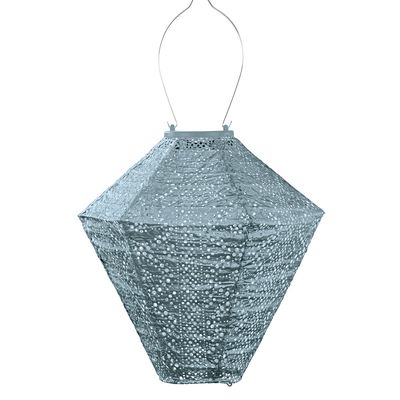solar lampion met filigrain effect - buitenlamp - Diamond 28 Lace grijs blauw