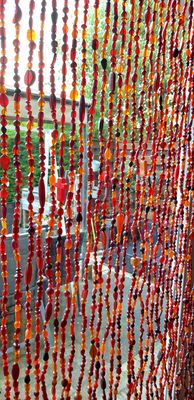 glaskralen gordijn extra lang 230 cm - rood-oranje + reservestreng en gratis embrasse glaskralen gordijn extra lang 230 cm - rood-oranje + reservestreng en gratis embrasse