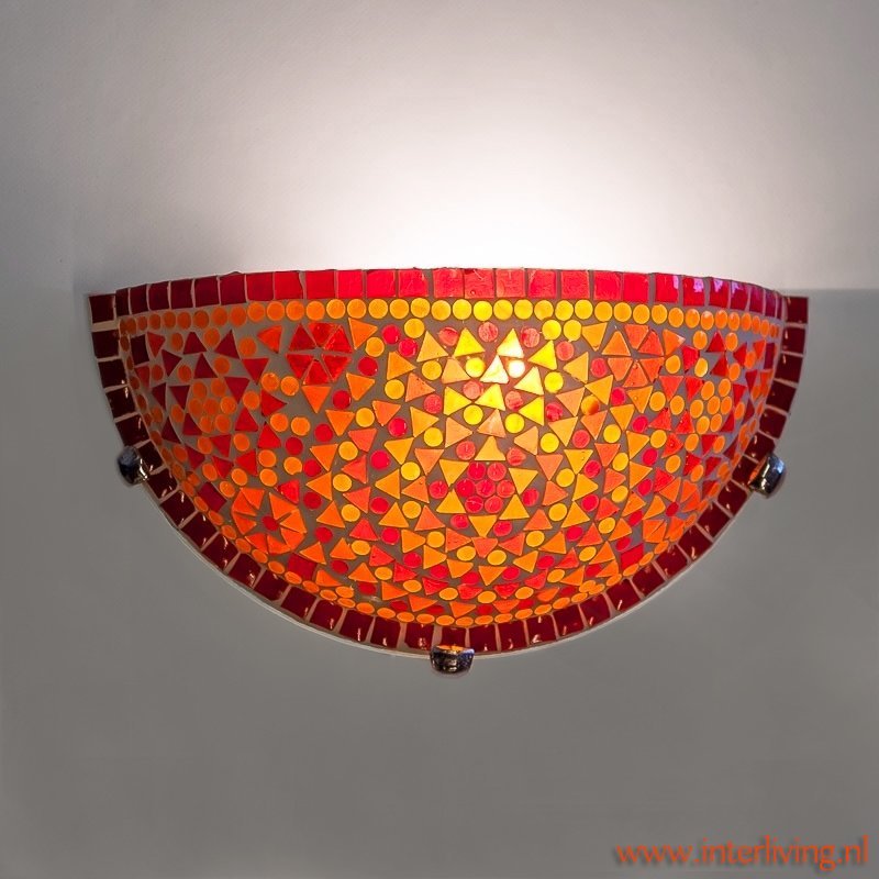 wandlamp glasmozaïek oranje/rood