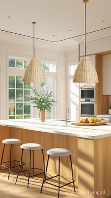 ​Lampenkap uit Bali van rotan - natural kleur - eco design hanglampen van het merk Orginal Home (Bell)  (set van 2 of los)