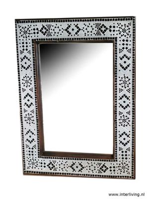 spiegel mozaïek zwart wit 80 cm