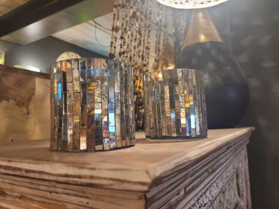 Twee stuks waxinehouders "bling bling"