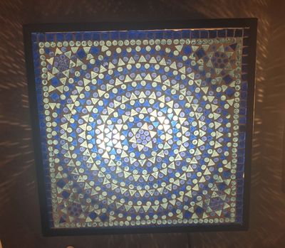plafonnière filigrain met glasmozaïek 30 cm - blauw