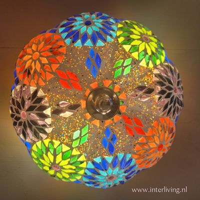 plafonnière mozaïek met kralen 25 cm - multi colour - model meloen