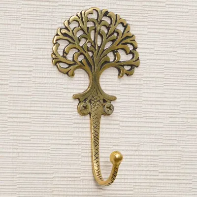 Haak van messing - tree of life - goud - voor aan de muur