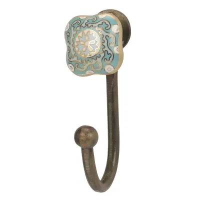 Decoratieve haak van keramiek - aqua