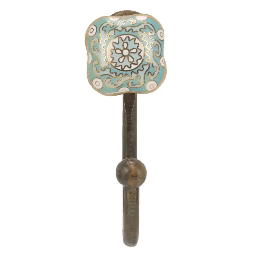 Decoratieve haak van keramiek - aqua