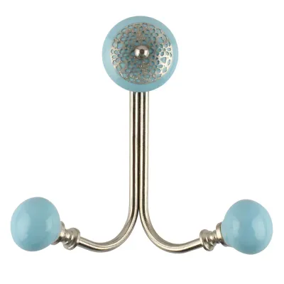 Decoratieve haak van keramiek - turquoise