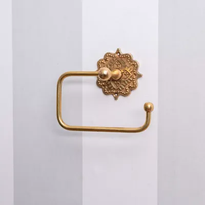 toiletrolhouder met bohovibes - in goud look in wellness / hamam style