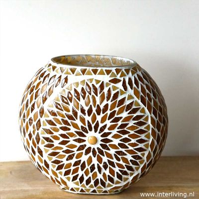 tafellamp rond "Fado Globe" Ø20 funky glasmozaïek - vintage turkish design - goud
