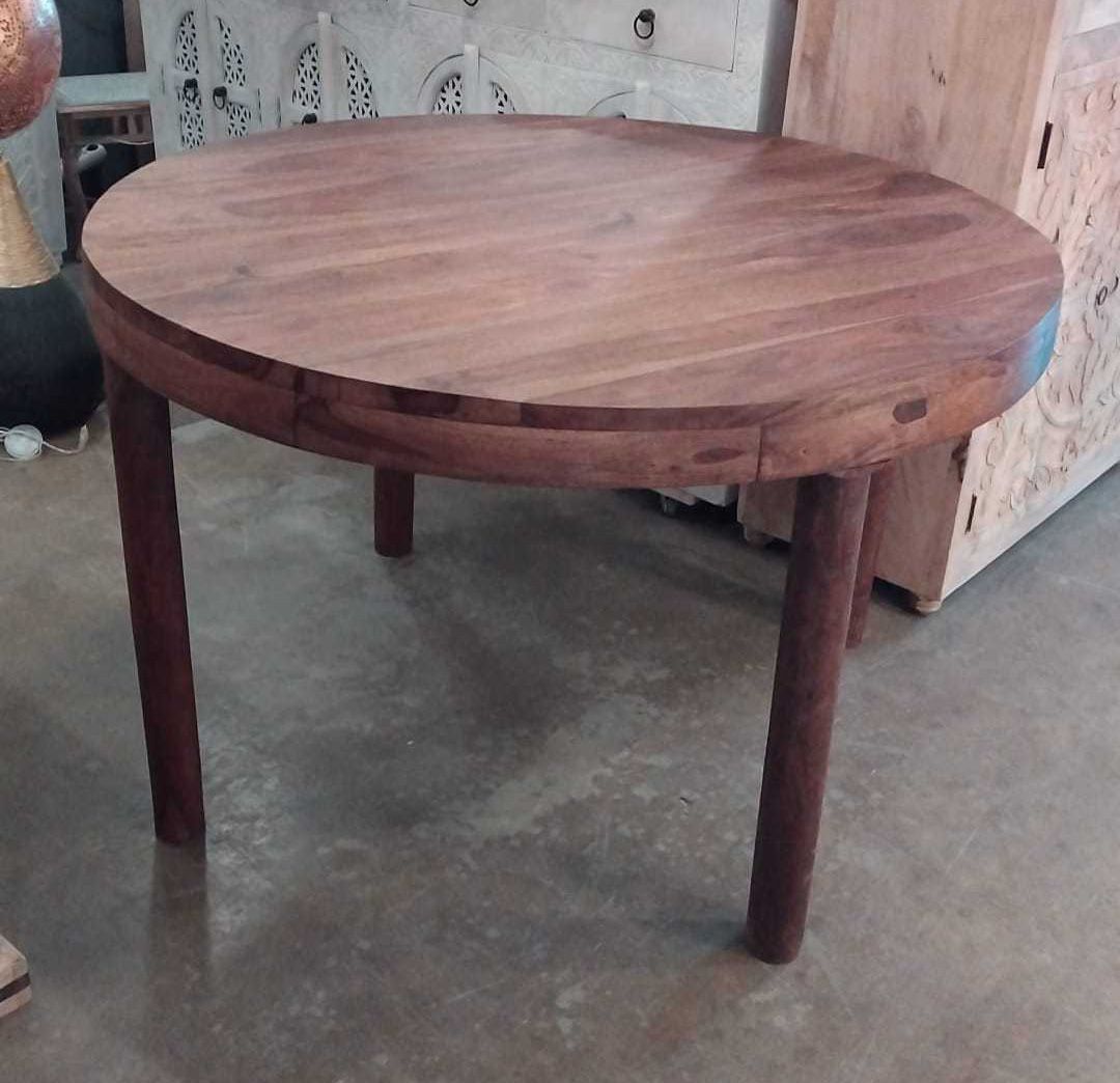ronde houten tafel Ø 120 cm uit India  - eettafel sheesham  - waterafstotend behandeld - donker