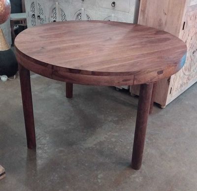 ronde houten tafel Ø 120 cm uit India  - eettafel sheesham  - waterafstotend behandeld - donker