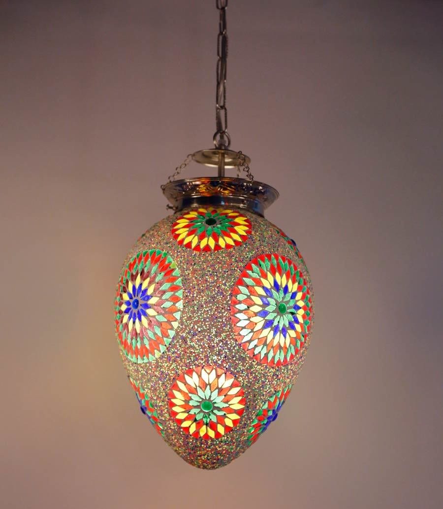 oosterse hanglamp papaja mozaïek turkish design multi colour met kralen