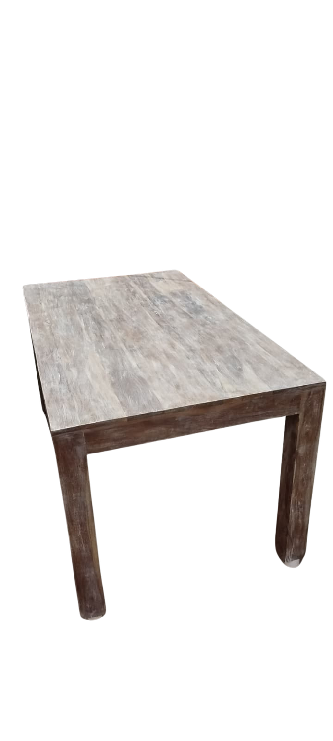 eettafel - rechthoek model - 160 x 90 cm uit India  - sheesham hout - vintage white wash
