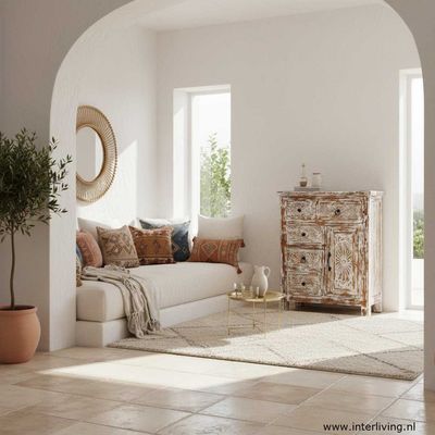 Indiaas kastje "Ibiza Summer Vibes"  - vintage wash - met 5 laadjes