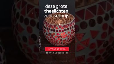 Waxinehouder mozaïek - grote bol 14 cm - retro rood oranje
