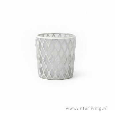 waxinehouder - transparant -symmetrisch ruitpatroon  - klein model - prijs per stuk
