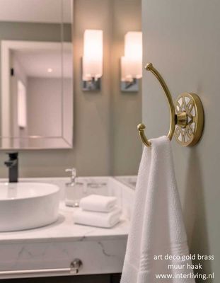 Muurhaak - goud met parelmoer inlay - art deco stijl