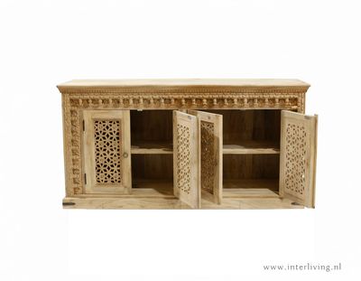 Dressoir Jodhpur - kast van mango hout uit India - naturel mangohout - 150 (b)*40 (d)*76 (h) cm