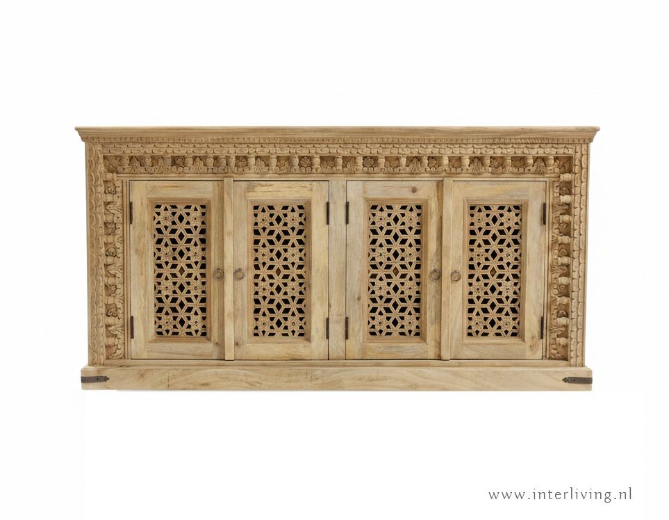 Dressoir Jodhpur - kast van mango hout uit India - naturel mangohout - 150 (b)*40 (d)*76 (h) cm Dressoir Jodhpur - kast van mango hout uit India - naturel mangohout - 150 (b)*40 (d)*76 (h) cm