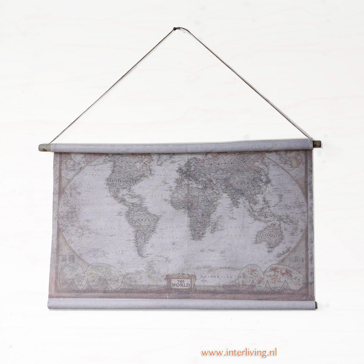 vintage wereldkaart op canvas   - muurdecoratie