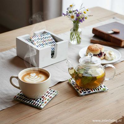 6 onderzetters glasmozaïek seed design multi colour