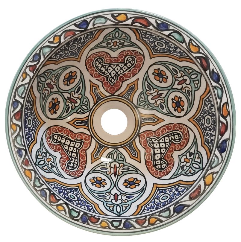 Marokkaanse waskom Marokkaanse waskom "Ibiza"- aardewerk (opbouw) wasbak uit Fez - Ø 30 cm